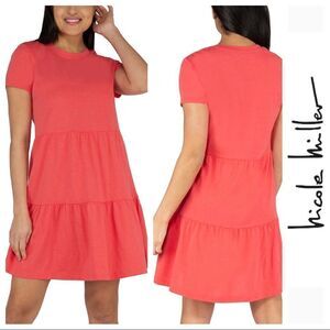 NWT Nicole Miller Ladies Womens Lightweight Soft Crewneck Tiered Dress